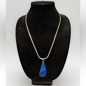 Sterling 24-inch Chain & Teardrop Lapis Pendant #5463